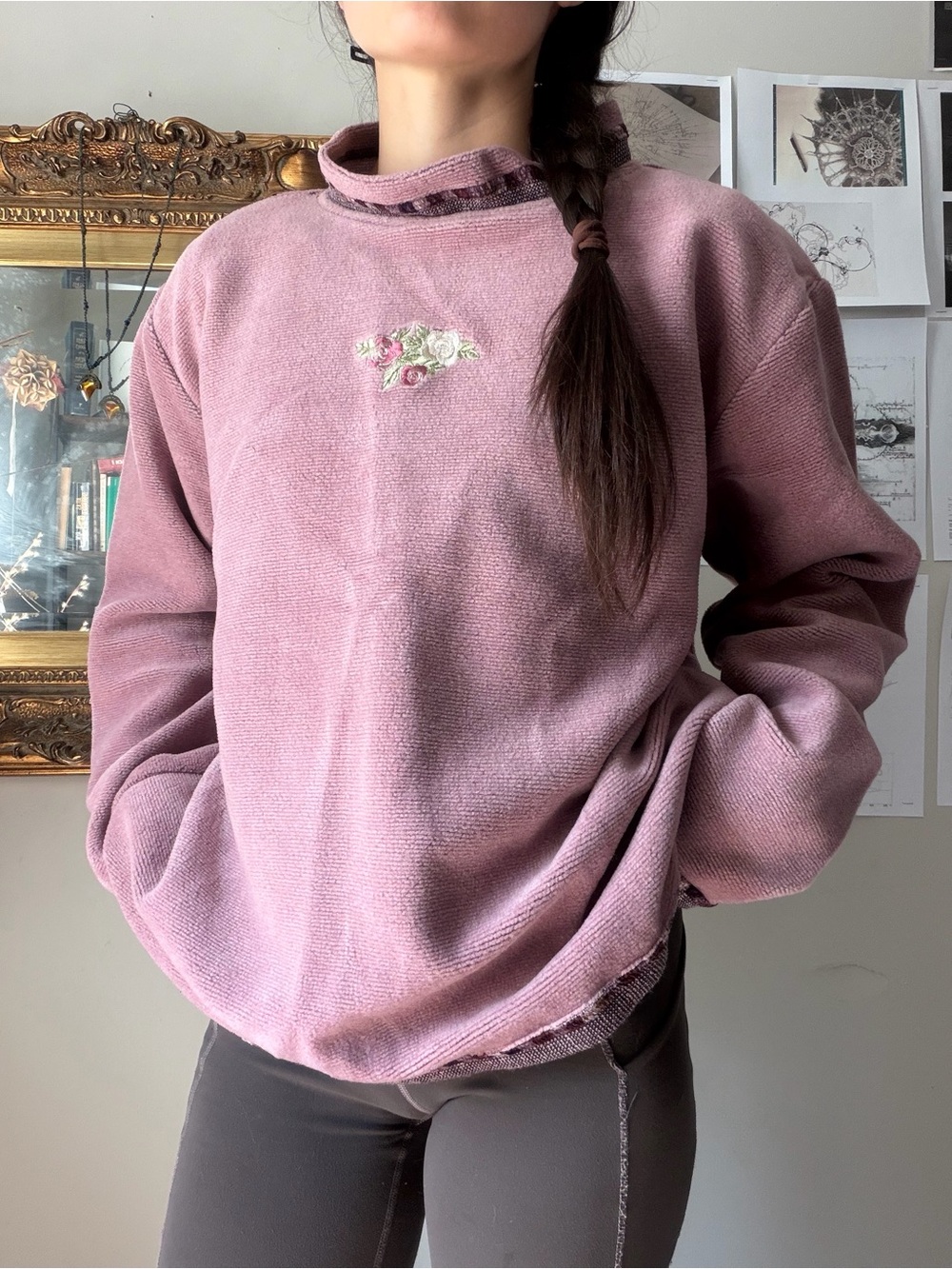Vintage E.M.I. Sportswear Embroidered Floral Oversized Sweater - XL